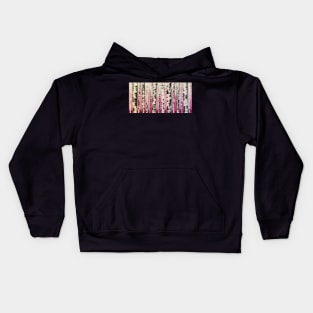 Black and White Birch Trees on Pink and Magenta Background Kids Hoodie